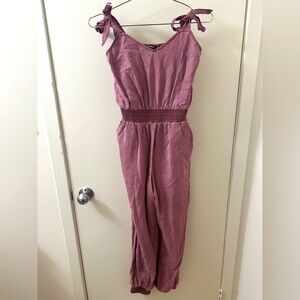 EXPRESS Mauve Rusty Pink Jumpsuit w Pockets & Adjustable Tie Tank Top Straps